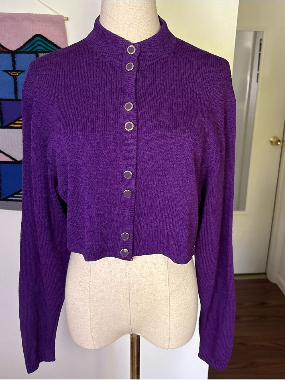 VTG 80s St. John Cropped Purple Cardigan